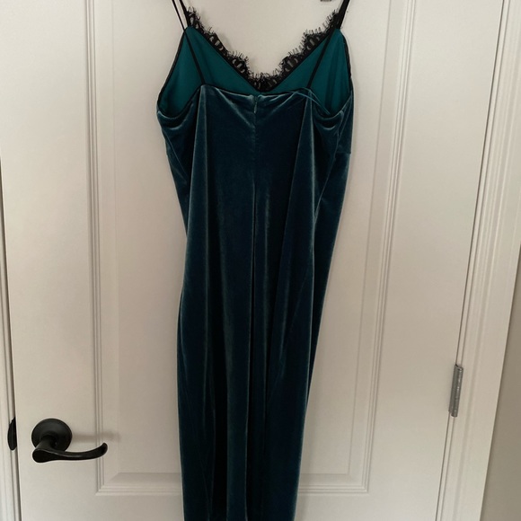 Cynthia Stefee Teal Haze Velvet Slip Dress - Picture 5 of 6
